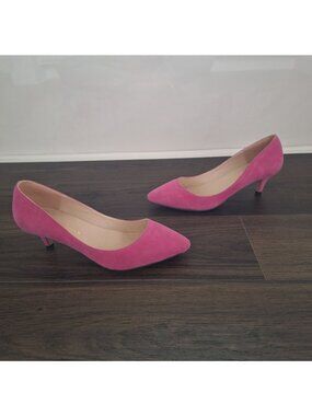 💙 Loslandifen Pink Suede Pointed Toe Kitten Heels Size 8 Pumps Barbiecore Coque